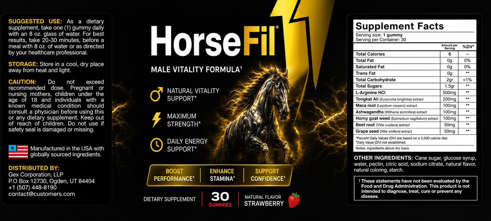 HorseFil Supplement Facts label