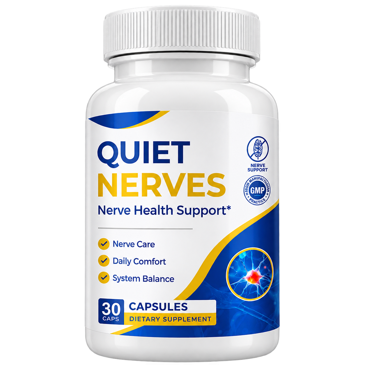 Quiet Nerves nerve health supplement bottle