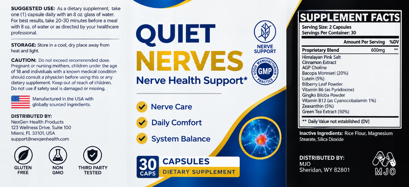 Quiet Nerves Supplement Facts label