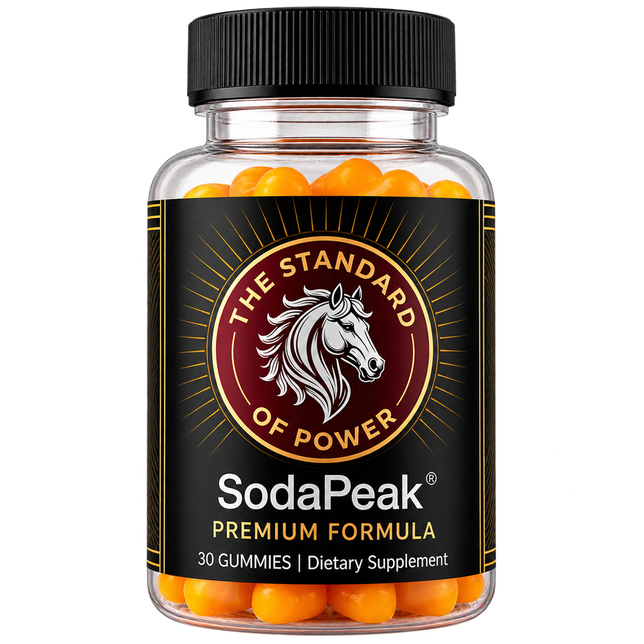 SodaPeak male vitality gummy supplement bottle